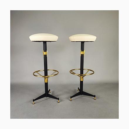 Black Bar Stools by Luigi Scremin, 1950s, Set of 2 For Sale - Image 8 of 8