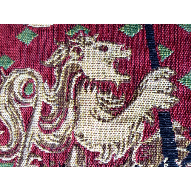 Burgundy Late 20th C. Vintage French "The Lady and the Unicorn" Woven Tapestry Runner For Sale - Image 8 of 17