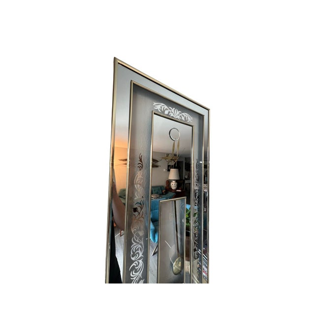 Vintage Postmodern 1980s Art Deco Pendulum Brass Mirror Clock For Sale - Image 4 of 11