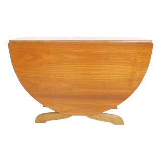 Mid-Century Teak Drop Leaf Dining Table with Curved Pedestal Base from Morris of Glasgow, 1960s For Sale