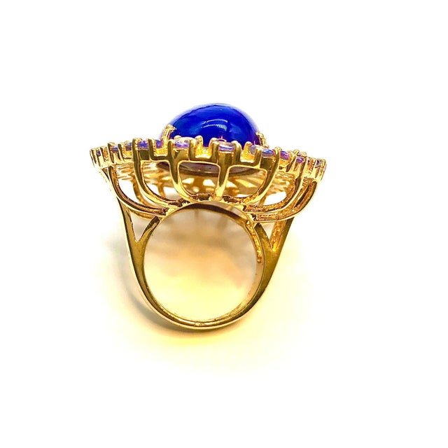 Bochic "Orient" Blue Opal, Tanzanite & Diamond Ring Set In 18K Gold & Silver For Sale - Image 4 of 18