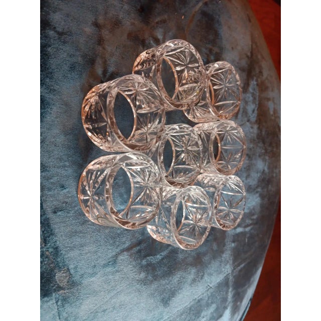 1990s Set of 8 Vintage Crystal Clear Cut Essex Napkin Rings For Sale - Image 5 of 8