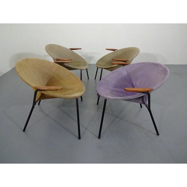 Danish Sueded Balloon Chairs by Hans Olsen for LEA Furniture, 1950s, Set of 4 For Sale - Image 9 of 18