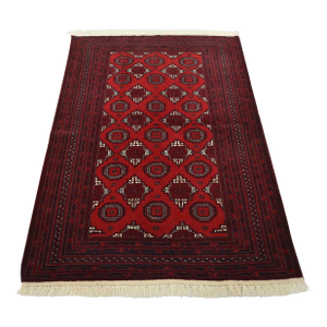 Turkmen Rug 4’4” X 6′ Red Wool Vintage Tribal Hand-Knotted Oriental Carpet