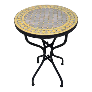 20" Beige / Yellow Moroccan Mosaic Side Table