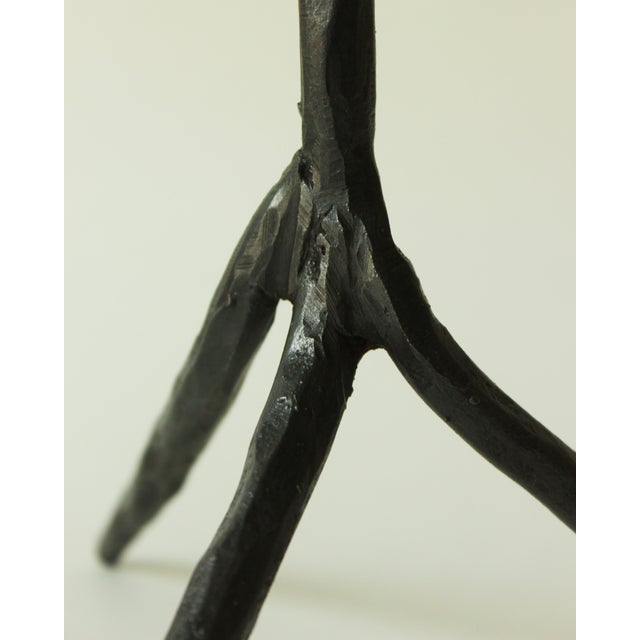 1960s Brutalist Candlesticks in Hammered Wrought Iron, 1890s, Set of 2 For Sale - Image 5 of 11