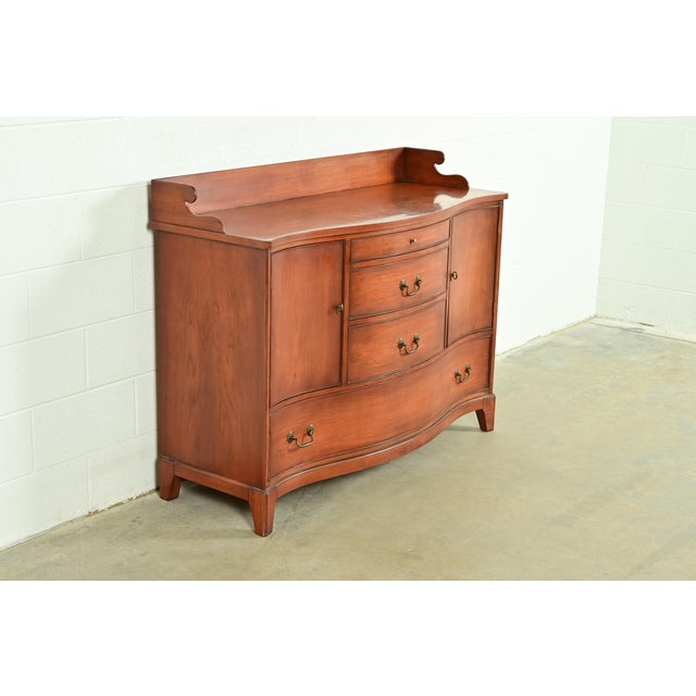 Morganton Furniture Co. Federal Cherry Wood Serpentine Front Sideboard Buffet by Morganton, Circa 1950s For Sale - Image 4 of 14