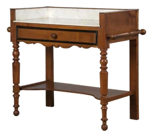Antique French Louis Philippe Provincial Maple Wash Table or Vanity W/ White Marble Top