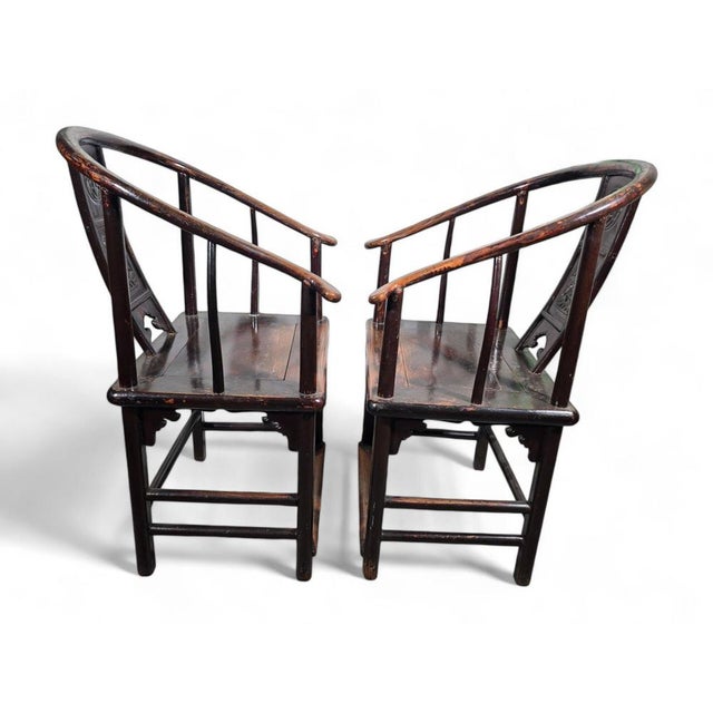 Set of 19th Century Qing Dynasty Chinese Armchairs, 1860 For Sale - Image 4 of 16