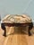 French 1940’s French Style Louis XV Carved Mahogany Footstool With New Upholstery For Sale - Image 3 of 11