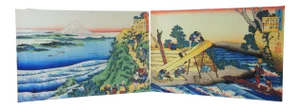 Japanese Village Workers Mt Fuji Graphic Art Prints on Canvas - a Pair