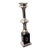 Pair of Global Views Polished Nickel Sculptural Candlesticks, 24.5” & 18.5” For Sale