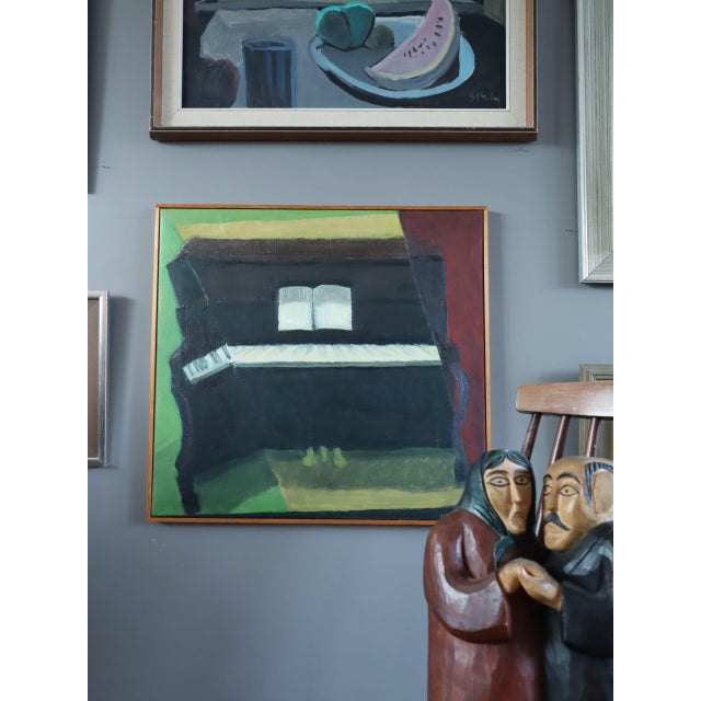 Mid-Century Modern 1978 Modernist 'The Piano' Vintage Swedish Expressive Still Life Oil Painting, Framed For Sale - Image 3 of 11