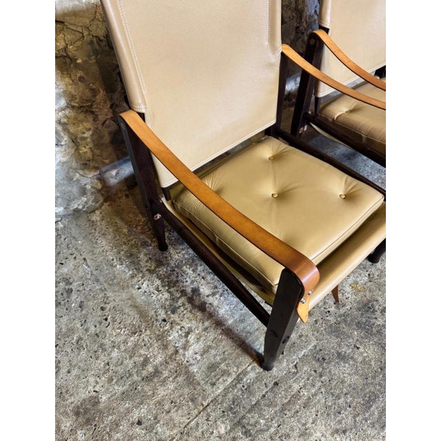 Wood KK47000 Safari Chairs in Leather attributed to Kaare Klint for Carl Hansen & Søn, 2010s, Set of 2 For Sale - Image 7 of 18