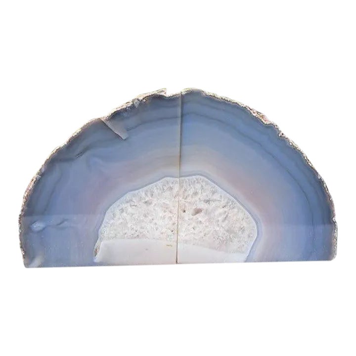 Pair of Blue and Pink Agate Geode Natural Bookends, 1980s | Chairish