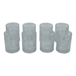Ralph Lauren Herringbone Double Old Fashioned Whiskey Glasses - Set of 8 For Sale