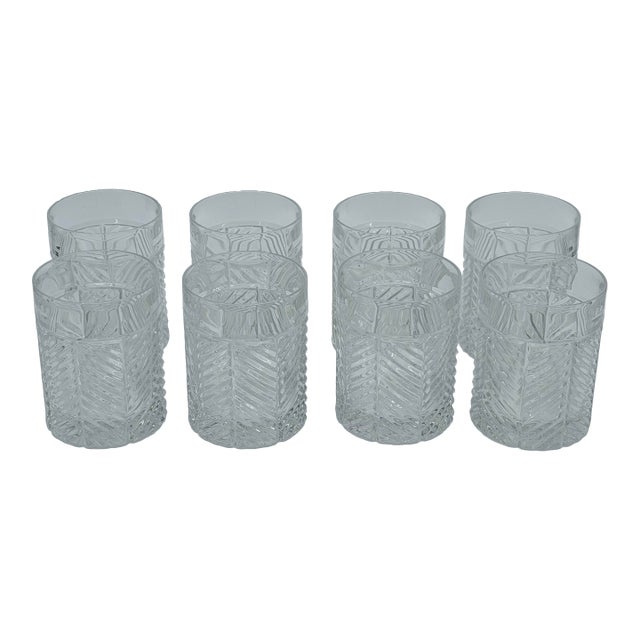 Ralph Lauren Herringbone Double Old Fashioned Whiskey Glasses - Set of 8 For Sale