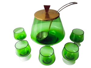 French Punch Service with Ladle, 1970s, Set of 7