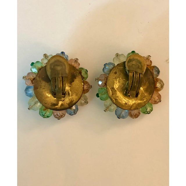 1950s 1950s West Germany Pastel Glass Beaded Earrings - 2 Pieces For Sale - Image 5 of 10