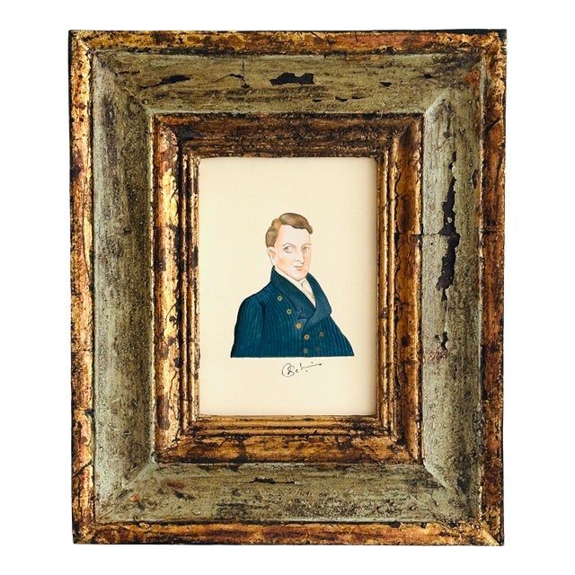 Original Hand-Painted Victorian Portrait Painting, Framed in Hand-Painted Frame For Sale