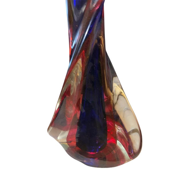 Mid-Century Modern Mid-20th Century Mid-Century Modern Attributed to Val Saint Lambert Swirl Art Glass Table Lamp For Sale - Image 3 of 7