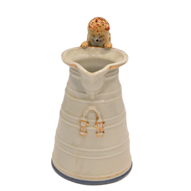 Art Deco Rare Antique Copeland Spode "Cat-in-the-Pail" Ribbed Creamer For Sale - Image 3 of 10