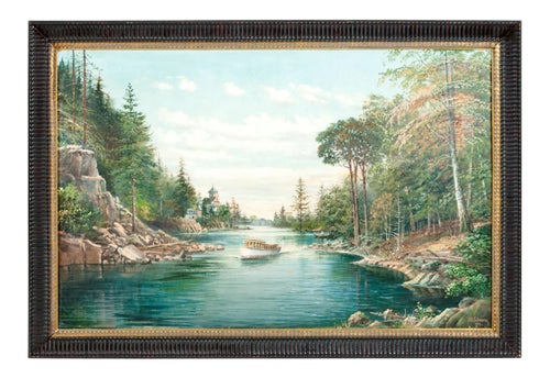 Mahogany Wood Frame Oil / Canvas Painting