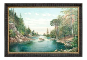 Mahogany Wood Frame Oil / Canvas Painting