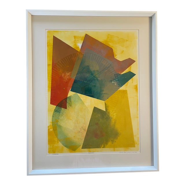 Contemporary “Clockwise” by David Mac Innes – Signed Monoprint, 2004 – 25 X 32 – Custom Framed For Sale