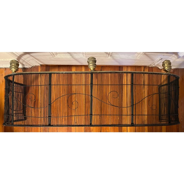 Antique 19th century American Federal brass & iron fireplace fender with urn finials. Measures 39 1/4" x 17" out from the...