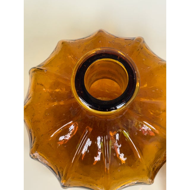 Diamond Star Amber Ribbed Glass Decanter, Vintage For Sale - Image 11 of 12