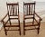 Pair of Antique Jacobean Revival Barley Twist Oak Armchairs Rust & Gold Damask For Sale - Image 12 of 13