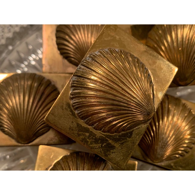 1960s Italian Brass Coastal Shell Napkin Rings Set of 6 For Sale In Seattle - Image 6 of 11