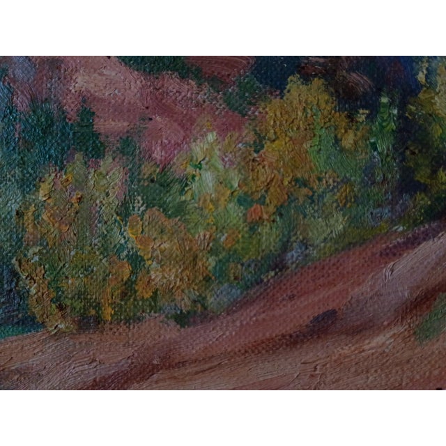 Joane Cromwell "Oak Creek Canyon" Arizona Landscape Painting With Vintage White Frame 1950's For Sale - Image 14 of 18
