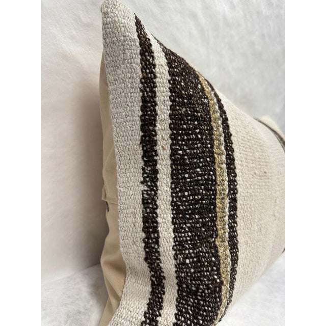 Turkish Hemp Pillow Cushion Natural Brown Beige Pillow Cushion Cover 16" x 24" For Sale - Image 4 of 4