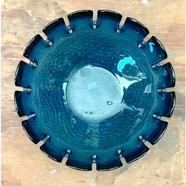 Mid 20th Century Vintage Mid Century Modern Swedish Scalloped Glass Bowl For Sale - Image 5 of 12