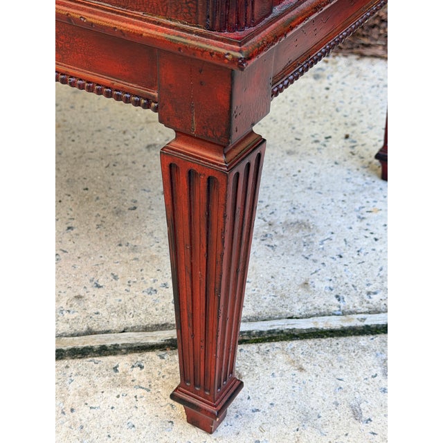 Wood Vintage Red Lacquered Medallion 2 Drawer Commode, Chest of Drawers For Sale - Image 7 of 12