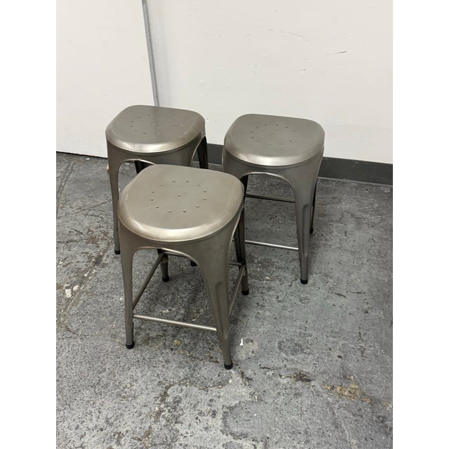 Restoration Hardware Remy Backless Counter Stools, Set of Three For Sale - Image 12 of 12