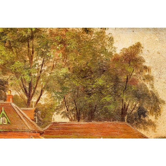 Charming Antique Framed Oil Painting English Cricket Pavilion Sports Victorian Architecture Home Wall Decor For Sale - Image 9 of 15