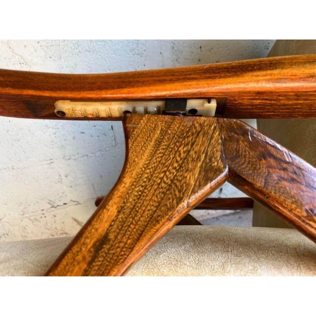 Mid 20th Century Mid Century Walnut Vinyl Recliner Armchair For Sale - Image 9 of 11