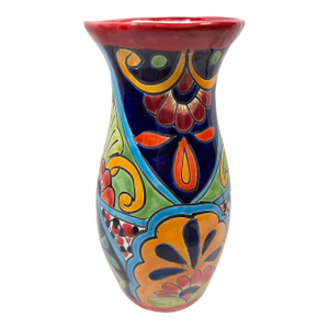 Hand Painted Colorful Talavera Vase Mexico Pottery 14” Signed J Leganz