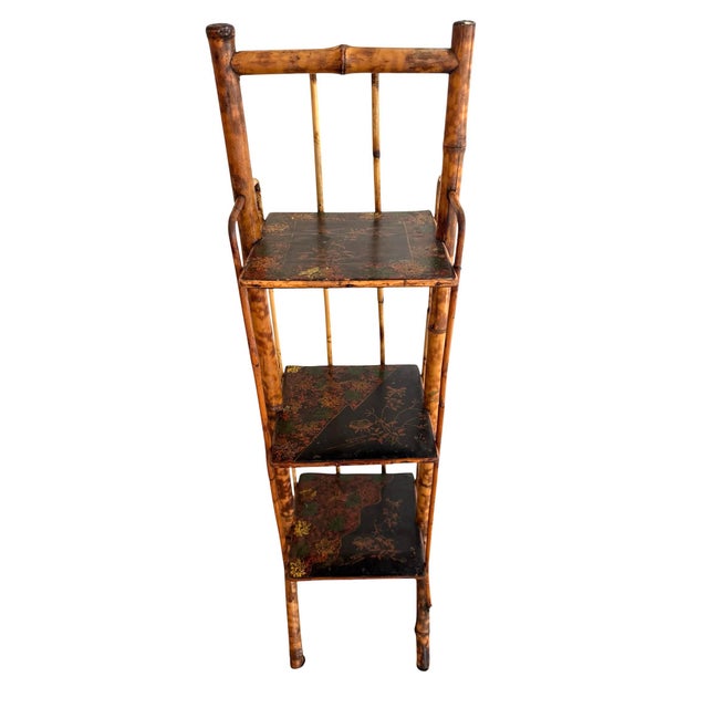 Antique Rattan Lacquered Tall Etagere For Sale - Image 11 of 12