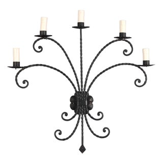 Italian Wall Lamp with Iron Decorations For Sale