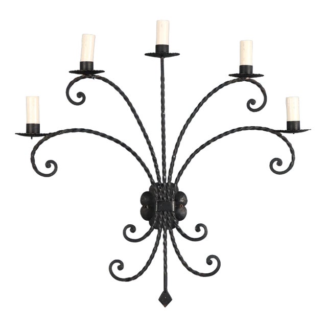 Italian Wall Lamp with Iron Decorations For Sale
