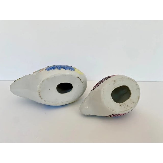 1950s Hand Painted Ceramic Pair of Birds Ducks Gold and Pastel Colors For Sale In New York - Image 6 of 6