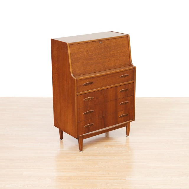 Mid-Century Modern Mid Century Teak Secretary Desk Attributed Jentique Furniture For Sale - Image 3 of 13
