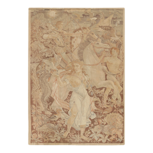 Antique Karl Gries Tapestry in Beige With Pictorial Hunting Scene - Rug & Kilim
