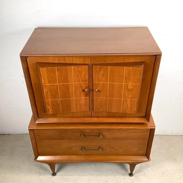 Mid 20th Century Mid 20th Century Highboy Dresser With Sculptural Front For Sale - Image 5 of 12