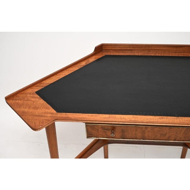 Wood Vintage Corner Desk with Leather Top, 1960 For Sale - Image 7 of 11