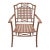 Late 20th Century Cast Aluminum Basket Weave Lattice Rattan Metal Patio Outdoor Arm Chair For Sale